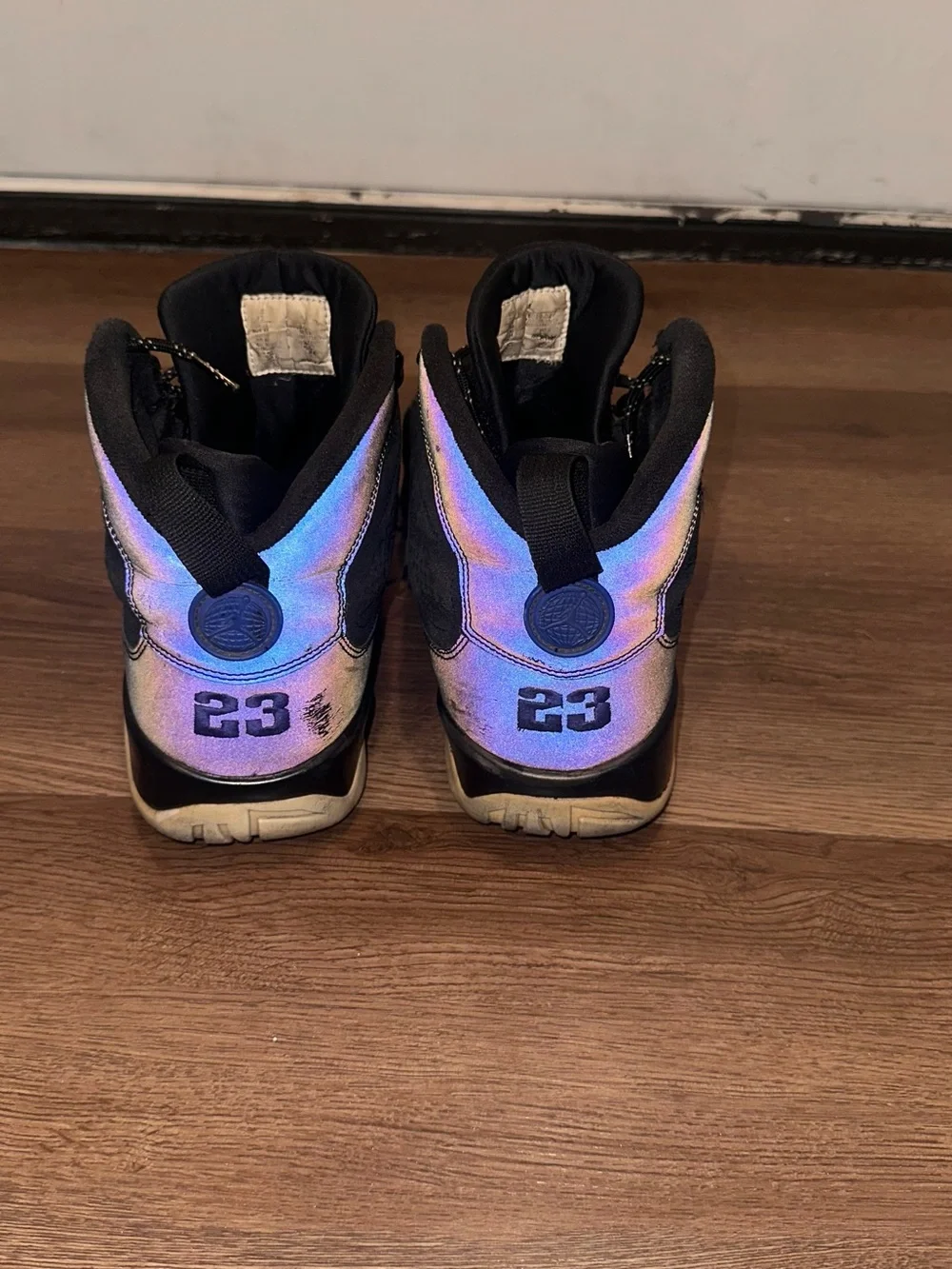 Air Jordan 9 Black Sneakers with Iridescent Accent